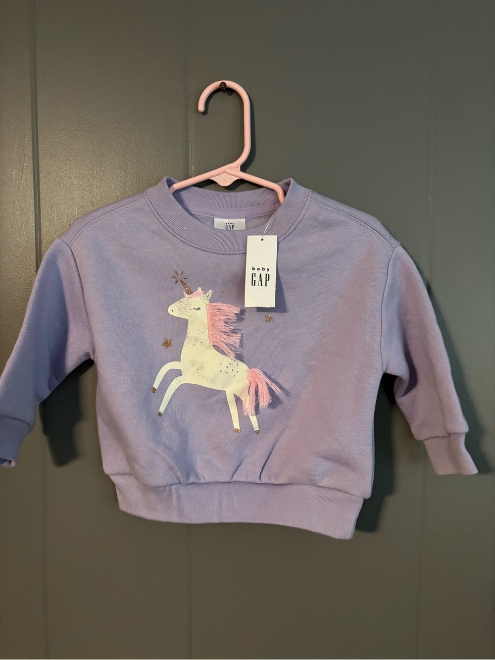 GAP Lilac Unicorn Sweatshirt with Pink Mane